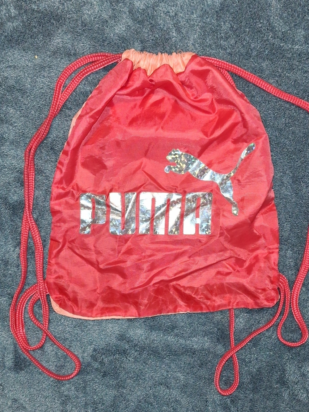 Puma Coral Drawstring Backpack with Silver Logo